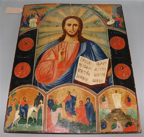 Christ Pantokrator Icon, 19th century, 52 x 42cm